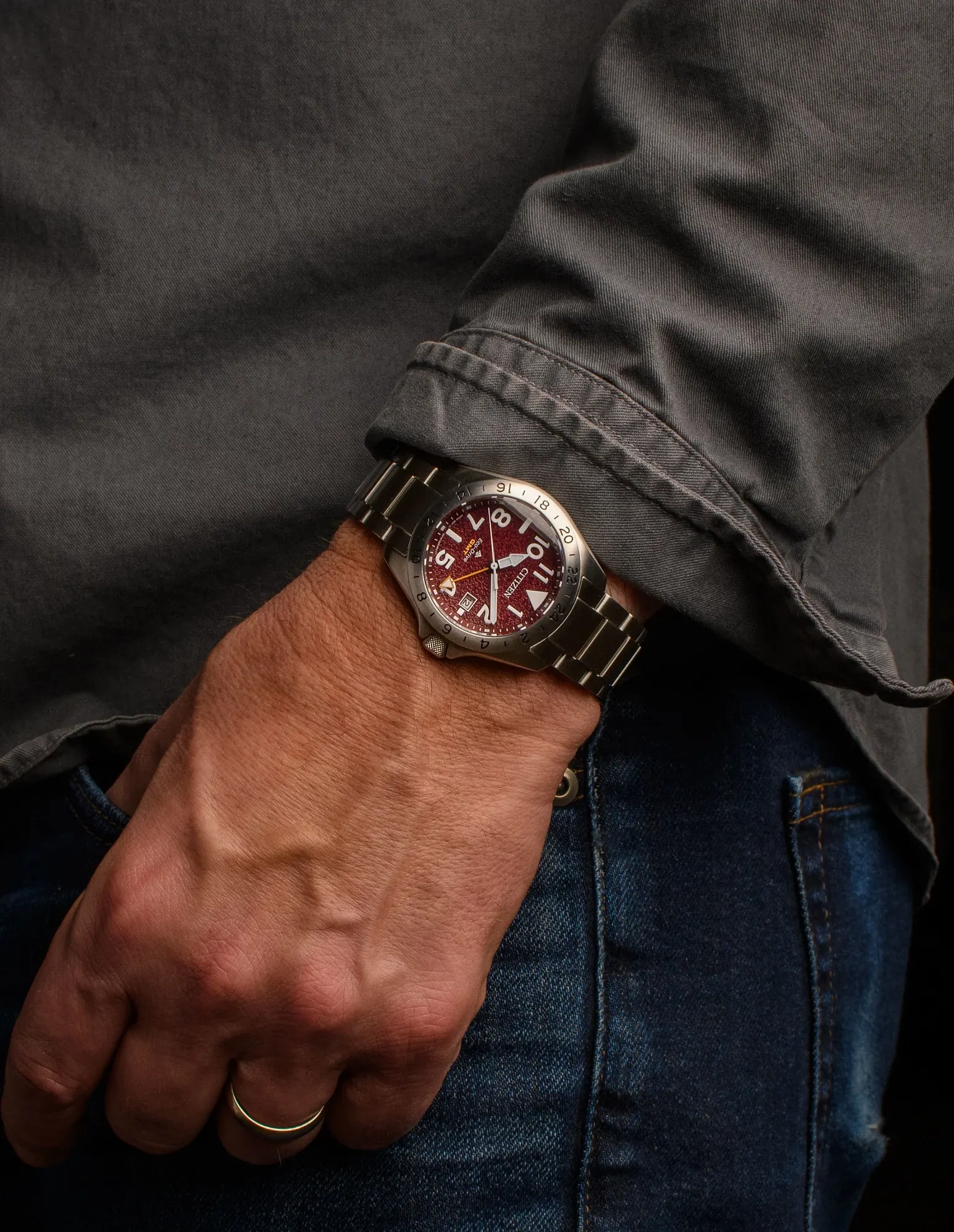 Promaster Land GMT Red Dial Stainless Steel Bracelet BJ7150-50W